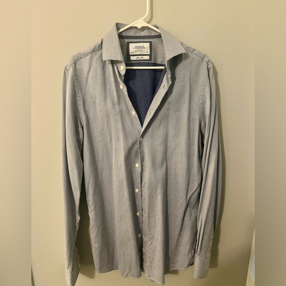 Charles Tyrwhitt Navy Micro-Pattern Shirt